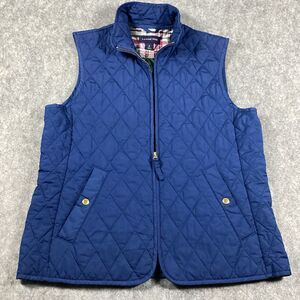 Lands End Puffer Vest Women’s Small Navy Blue Quilted Outdoor Pockets Vents